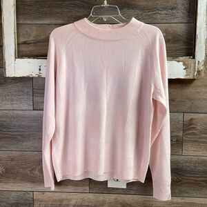 MERCER STREET STUDIO Ladies Pink Crew Neck Zip Back Pullover Sweater Size XL
